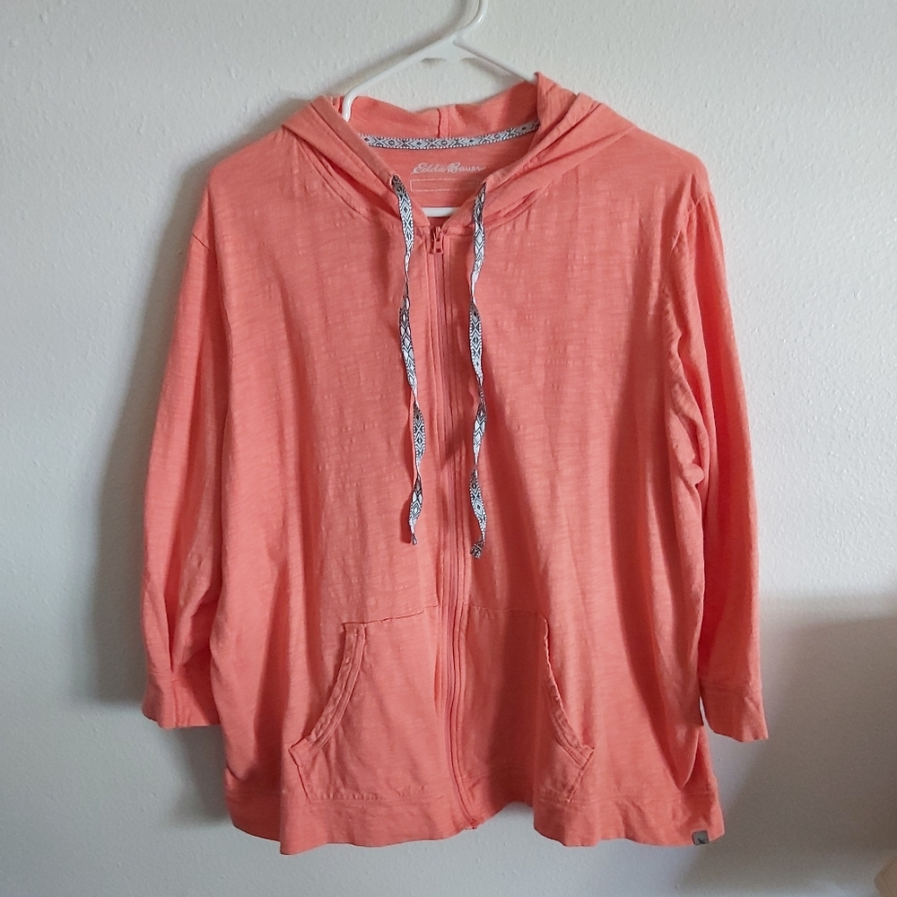 Eddie Bauer lightweight, 3/4 sleeve, zip up hoodie - 2x